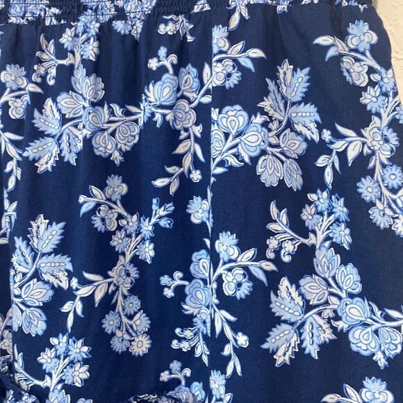 J. Crew Navy and light blue ruffled skirt elastic waist band blue floral Medium - Picture 6 of 9